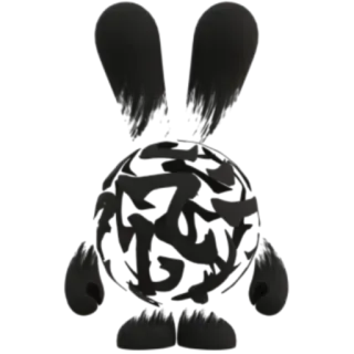 🖋️ 6d2d0ab2 Kunst, Aufkleber, Figur, Spielzeug, Hase, Schwarzweiß telegram sticker