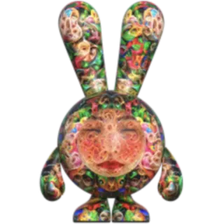 🇲🇽 7e71878e Hase, Kunst, bunt, Spielzeug, Figur, Gesicht, abstrakt telegram sticker