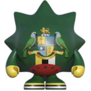 🇩🇲 815e29f6 Maskottchen, grün, St. Lucia, Papagei, Symbol, Nationalwappen telegram sticker