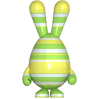 🐰 d3b28c39 Hase, Kaninchen, gestreift, grün, gelb, Ostern, Tier, Spielzeug telegram sticker
