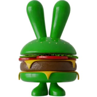 🍔 edd5e2a3 Burger, Hase, Essen, Cartoon, Grün, Spielzeug, Tier telegram sticker