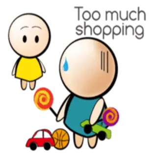 😥 92d3c96b Too Much shopping Compras, Dibujos animados, Juguetes, Pelota, Coche telegram sticker