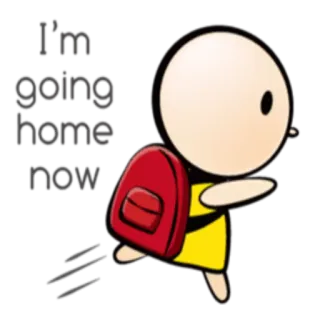 🏃 c8b73931 I'm going home now dibujo animado, mochila, niño, partida, casa, ilustración, caminando telegram sticker