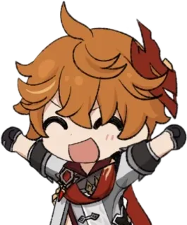 🍁 3a7f738d Tartaglia Genshin Impact anime, game, chibi, cute, Genshin Impact, Tartaglia telegram sticker