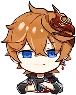 😀 7d302e7c Tartaglia Genshin Impact anime, video game, character, chibi, genshin impact, tartaglia telegram sticker