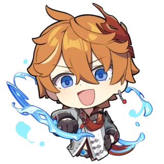 😄 0a6299bf Tartaglia Genshin Impact Chibi, Anime, Spel, Tartaglia, Genshin Impact, Personage, Sticker telegram sticker