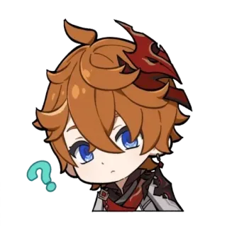 ❔ 52ea50d3 Tartaglia Genshin Impact Tartaglia, Childe, Genshin Impact, Sticker, Anime, Spel, Vraagteken telegram sticker