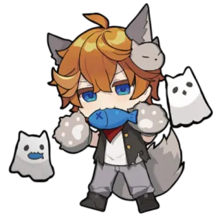 🐺 64255e37 Anime, Cartoon, Personage, Vos, Spoken, Schattig, Vis telegram sticker