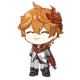 😊 a0431f40 Tartaglia Genshin Impact videogame, personage, anime, chibi, Genshin Impact, Tartaglia, roodharig telegram sticker