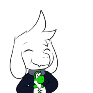 🦎 05686b4d Asriel Dreemurr Undertale gra wideo, Undertale, Asriel, Yoshi whatsapp sticker