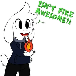 🔥 0fc19be3 Asriel Dreemurr Undertale ISN'T FIRE AWESOME!! undertale, asriel, ogień, gra wideo, słodki, kreskówka whatsapp sticker