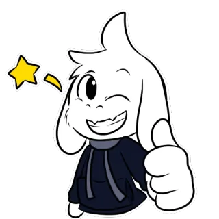 👍 b3fc9570 Asriel Dreemurr Undertale asriel, undertale, postać, gra wideo, kciuk w górę, mrugnięcie whatsapp sticker