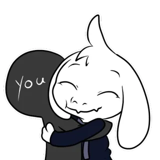 😄 f2bb57a8 you kreskówka, przytulanie, uroczy, postać, animacja whatsapp sticker