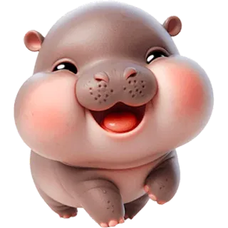 ☺️ 3e62ab68 Nilpferd, Tier, süß, Cartoon, lächelnd, fröhlich telegram sticker