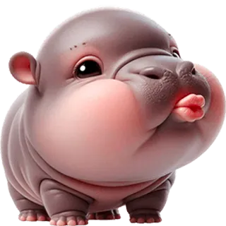 😘 7656f56b Nilpferd, Baby Nilpferd, niedlich, Tier, Säugetier, Cartoon telegram sticker
