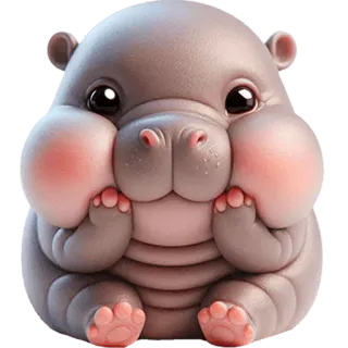 🤗 9663bf01 Nilpferd, süß, Tier, Cartoon, Baby Nilpferd, kawaii telegram sticker