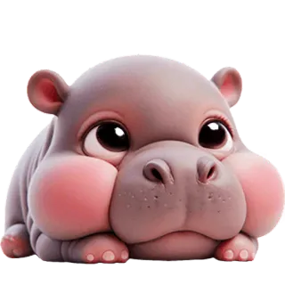 🥹 bd09c199 Nilpferd, Flusspferd, süß, Tier, Cartoon, rosa, entzückend telegram sticker