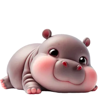 🫠 e1688094 Nilpferd, Tier, niedlich, Cartoon, Säugetier, Wildtier telegram sticker