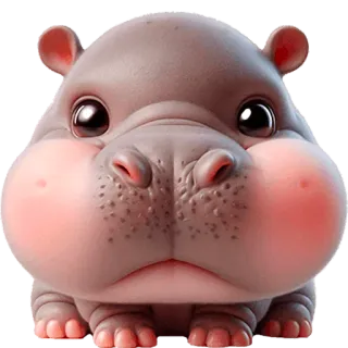 🥺 fe18c001 Nilpferd, Tier, niedlich, Cartoon, Säugetier telegram sticker