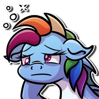 😔 4ce8a5f0 Rainbow Dash My Little Pony rainbow dash, my little pony, cartoon, pony, exhausted, dizzy telegram sticker