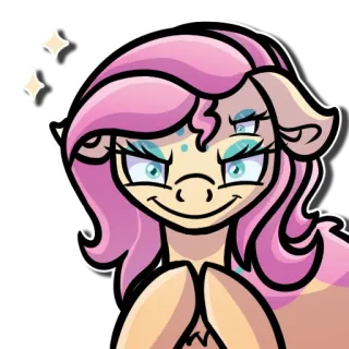 😈 8eef6425 cartoon, anime, sticker, character, pink, pony, smug telegram sticker