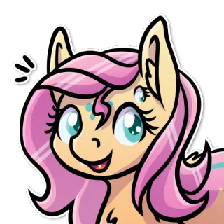 😄 9b8bef3e cartoon pony, pony, cartoon, pink hair, cute, animal telegram sticker