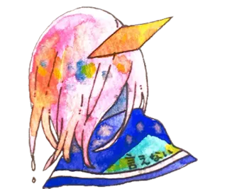 😞 bc1c917a 言えない 水彩, 悲伤, 动漫, 漫画, 女孩 telegram sticker