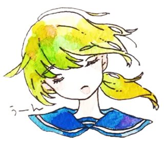 😪 d6ac6c56 水彩, 女孩, 动漫, 风, 悲伤 telegram sticker