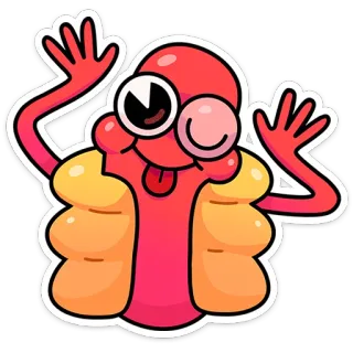 😉 64a29448 Hoạt hình, Quái vật, Dễ thương, Đỏ, Vàng telegram sticker