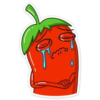 😰 108cc225 перец, плач, грустный, овощ, мультфильм, эмоции, чувство, еда telegram sticker