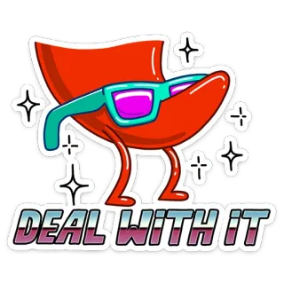 😎 2858c173 DEAL WITH IT Смирись, Солнцезащитные очки, Мем, Очки, Круто, Стиль telegram sticker