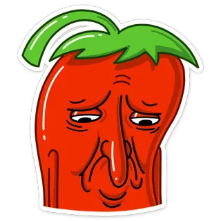 😟 4c281c5f перец, чили, красный, мультфильм, еда, овощ, лицо telegram sticker