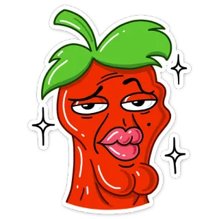 😘 bdedcf92 перец, мультфильм, еда, иллюстрация, смешной, персонаж, блеск telegram sticker