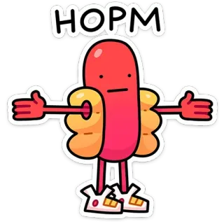 😐 2dd21edc HOPM hot dog, kreskówka, jedzenie, naklejka, śmieszne, postać, ilustracja telegram sticker