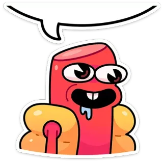 🤤 447ab294 Hotdog, Kreskówka, Jedzenie, Śmieszne, Komiks, Humor telegram sticker