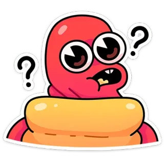 🙃 a4a20c31 pytanie, zdezorientowany, kreskówka, naklejka, dociekliwy, myślący, czerwona postać telegram sticker