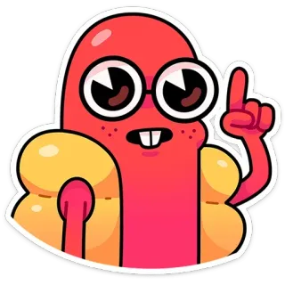 ☝ aaeedac2 naklejka, hotdog, kreskówka, jedzenie, postać, wskazujący telegram sticker