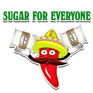 🤑 12381d47 SUGAR FOR EVERYONE zucchero, pepe, cartone animato, messicano, sombrero, cibo, dolce whatsapp sticker