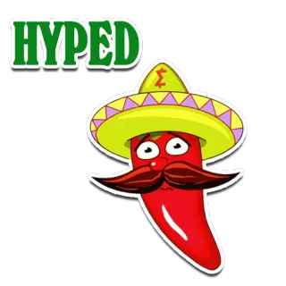 ⚡️ c970b4f0 HYPED peperoncino, sombrero, baffi, hype, messicano whatsapp sticker