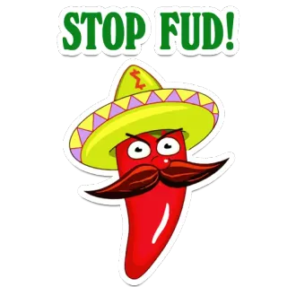 👎 fcf7ec6c STOP FUD! peperoncino, sombrero, cartone animato, Fud, stop, peperone rosso whatsapp sticker