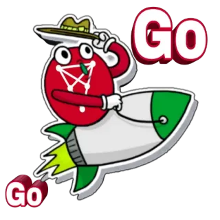 🚀 2301fd50 Go cartoon, raket, reizen, avontuur, plezier, mascotte telegram sticker