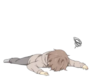 😞 1bb10a6a 筋疲力尽, 疲惫, 躺下, 趴着, 动漫, 漫画 telegram sticker