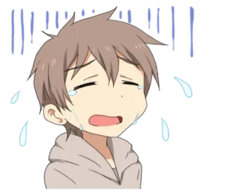😭 ba5f90b0 动漫, 哭泣, 伤心, 眼泪, 男孩 telegram sticker