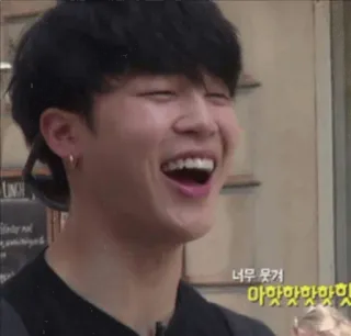 🍃 1de98e2d 너무 웃겨 아맛맛맛맛맛 cười, mỉm cười, vui vẻ, hạnh phúc, Hàn Quốc, người telegram sticker