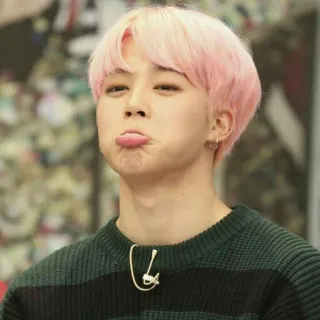 💎 ee54c01d Jimin kpop, idol, chanteur, cheveux roses, mignon, expression telegram sticker
