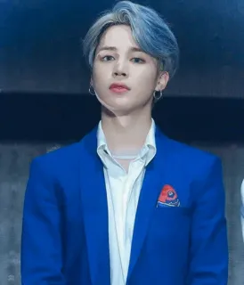 ⛓ cfc79fda Jimin Jimin, K-pop, BTS, singer, blue suit, man, celebrity telegram sticker