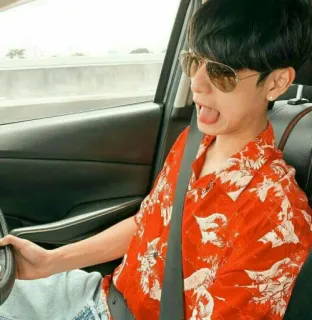 🐚 aa720095 驾驶, 汽车, 人, 太阳镜, 衬衫, 道路 whatsapp sticker