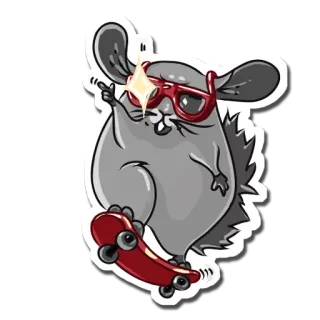 ☝️ 26aaddd4 Chinchilla, Skateboard, Tier, Cartoon, Aufkleber telegram sticker