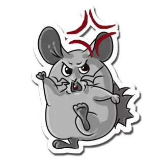🤬 70037402 Chinchilla, wütend, Cartoon, Aufkleber, süß, Nagetier telegram sticker