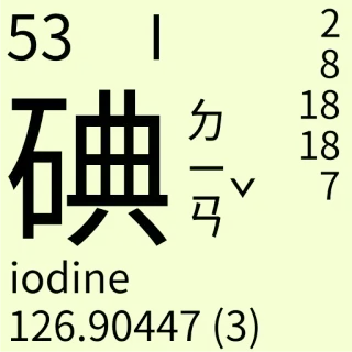 🇹🇼 030be2a1 iodine ciencia, tabla periódica, elemento, química telegram sticker
